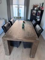 Houten eettafel met 4 stoelen, Ophalen, Gebruikt, 50 tot 100 cm, 150 tot 200 cm
