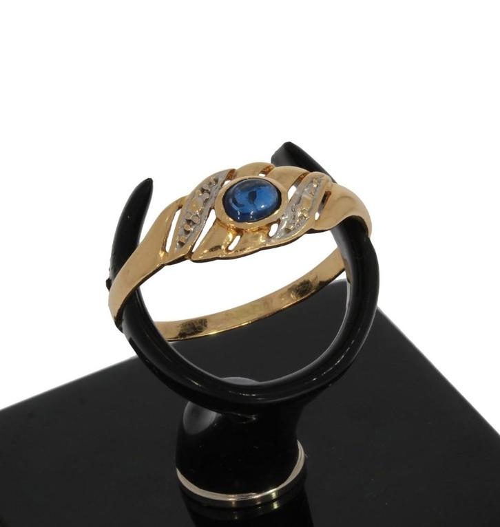 Saffier 18k gouden design dames ring handgemaakt, Sieraden, Tassen en Uiterlijk, Ringen, Zo goed als nieuw, Dame, 17 tot 18, Goud