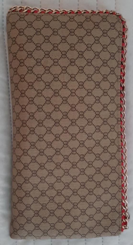 Portemonnee met veel ruimte ringen design rood bruin geld, Verzenden, Gebruikt, Beige