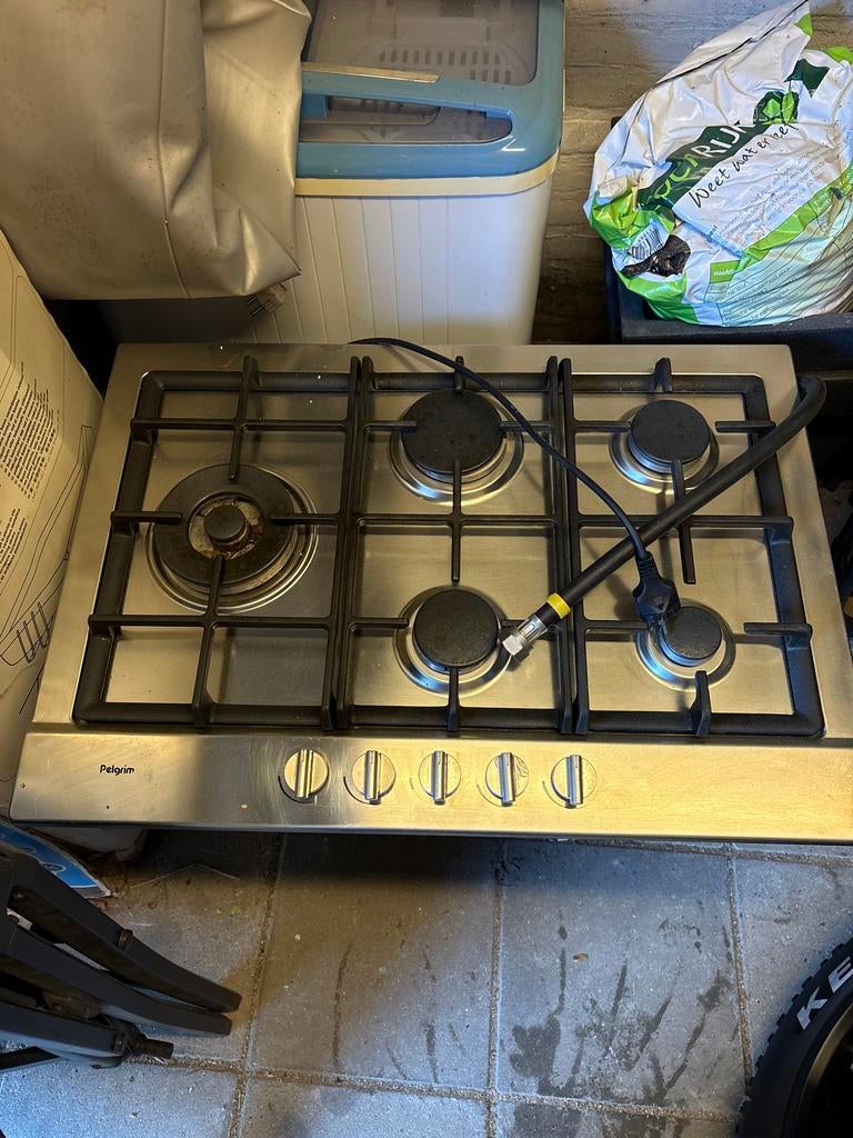 Pelgrim Gas Kookplaat met Wokbrander - Inbouw 72x51cm, Ophalen, Gebruikt, Inbouw, Gas