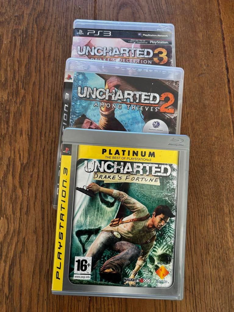 Uncharted Trilogie (1, 2, 3) voor PlayStation 3 (PS3), Spelcomputers en Games, Avontuur en Actie, Online, Gebruikt, 1 speler