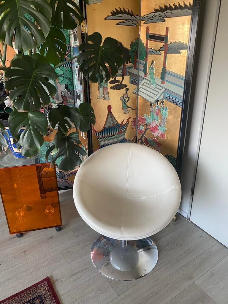 2 Space Age draaibare kuipstoelen, Huis en Inrichting, Ophalen, Kunststof, Gebruikt, Twee