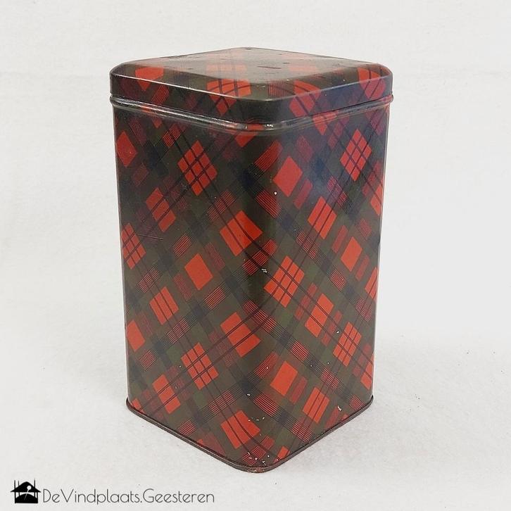 Antiek koffieblik met Schotse ruit, Verzamelen, Blikken, Zo goed als nieuw, Koffie, Overige merken, Ophalen of Verzenden