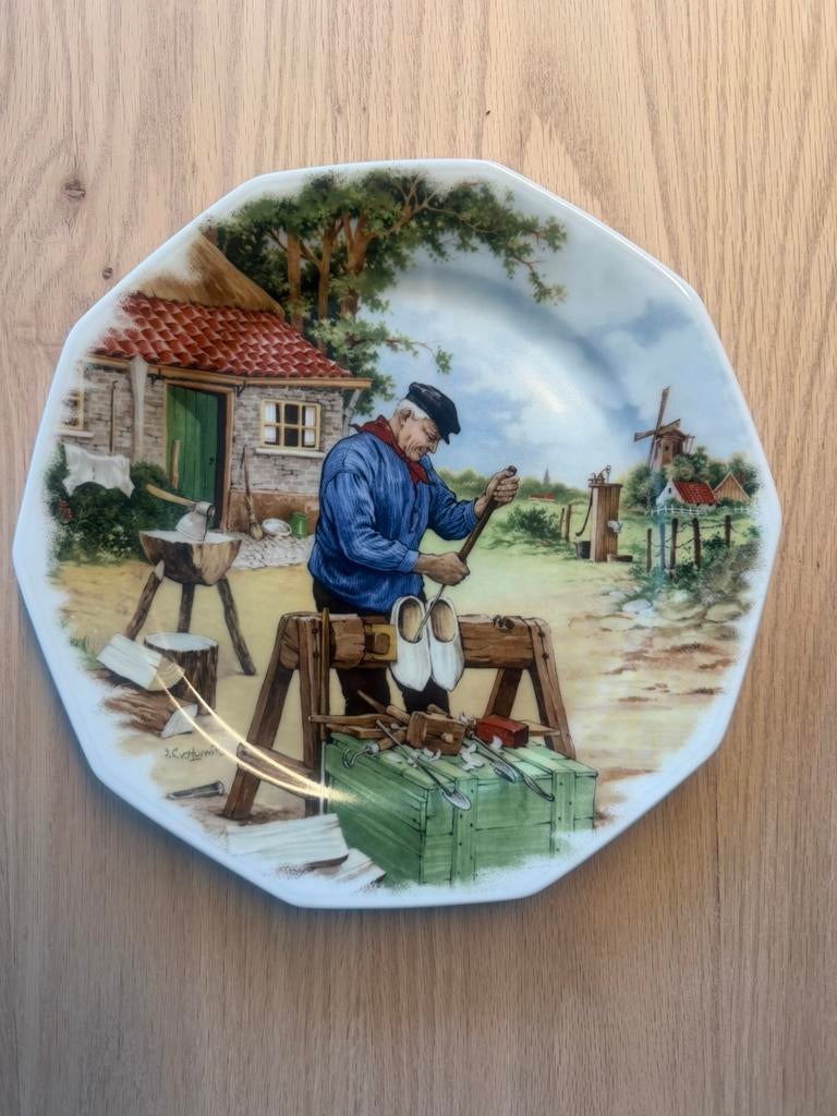 Wandbord Ter Steege 1984 - De Klompenmaker - Ø 23 cm, Ophalen of Verzenden