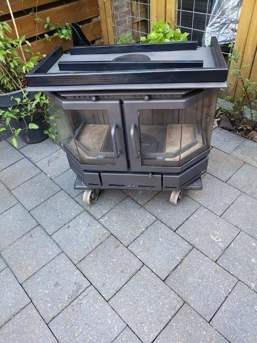 inbouw BARBAS houtkachel allesbrander 3 zijden vuurzicht, Huis en Inrichting, Ophalen, Houtkachel, Zo goed als nieuw, Inbouw