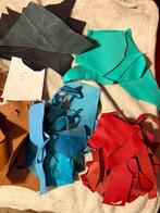 partij gekleurd stukken leer restant leer, Hobby en Vrije tijd, Overige kleuren, Verzenden, Leer of Kunstleer, Nieuw