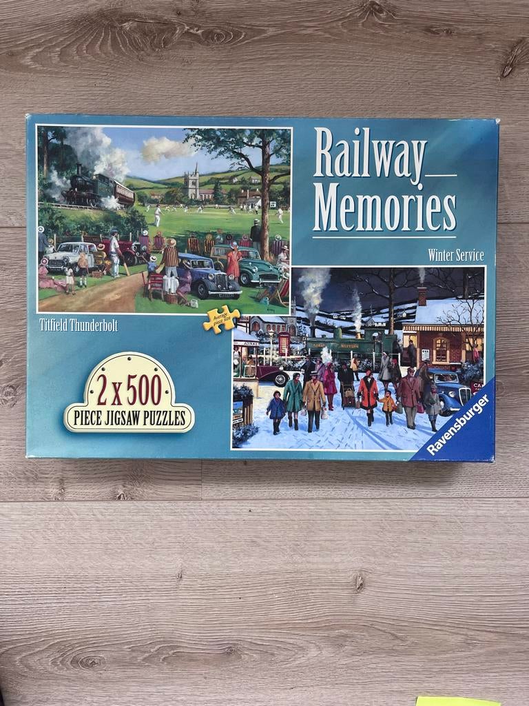 Ravensburger Railway Memories 2x500 stukjes puzzel, Ophalen of Verzenden, 500 t/m 1500 stukjes, Gebruikt, Legpuzzel