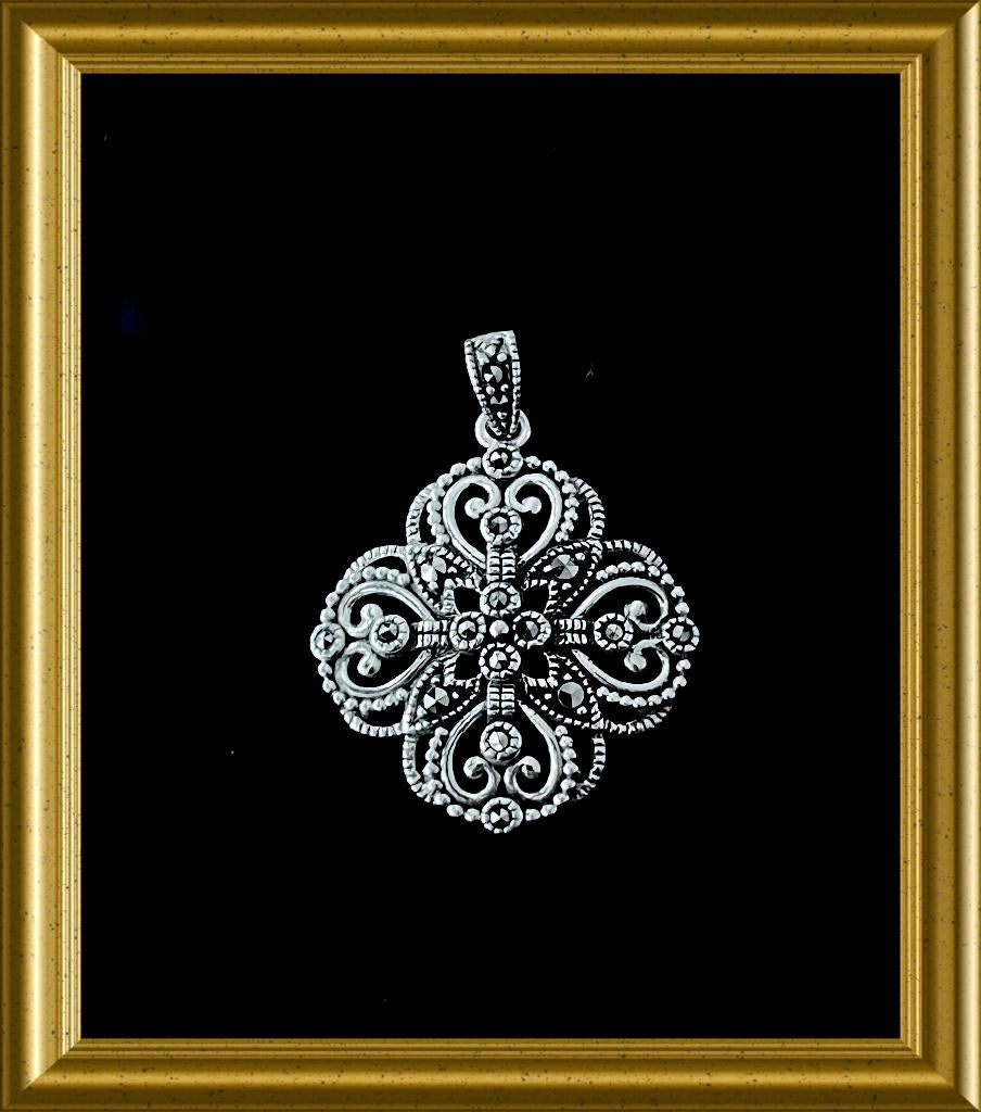 Mooie zilveren hanger met markasiet, Ophalen of Verzenden, Zilver, Hanger
