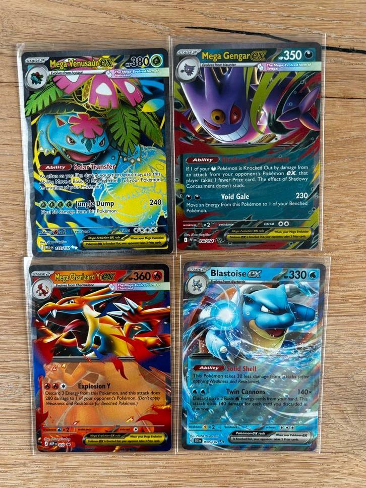 Pokémon kaarten EX: Venusaur, Charizard, Gengar, Blastoise, Ophalen of Verzenden, Zo goed als nieuw, Meerdere kaarten, Foil