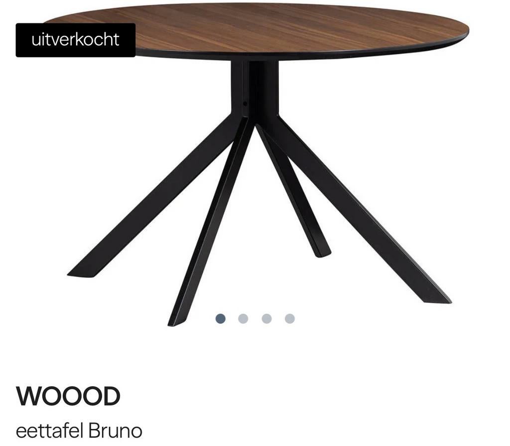 WOOOD ronde eettafel Bruno, Ophalen, 100 tot 150 cm, Rond, Zo goed als nieuw