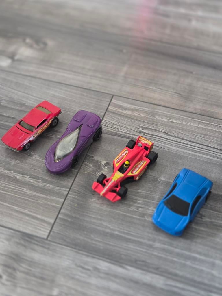 Hot Wheels & McDonald's Happy Meal Auto Collectie (4 stuks), Overige merken, Gebruikt, 1:50 of kleiner, Auto