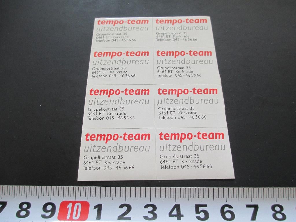 sticker set tempo-team uitzendbureau kerkrade grupellostraat, Verzamelen, Stickers, Ophalen, Zo goed als nieuw