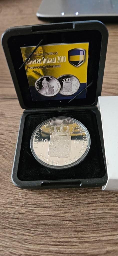 Zilveren Dukaat 2010 Gelderland proof in orginele doosje, Koningin Beatrix, Zilver, Losse munt, Overige waardes