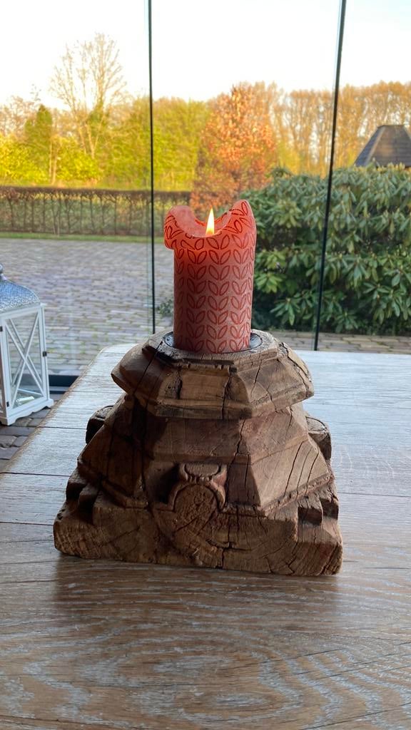 Kandelaar, Ophalen, Zo goed als nieuw, Rechthoekig, Hout