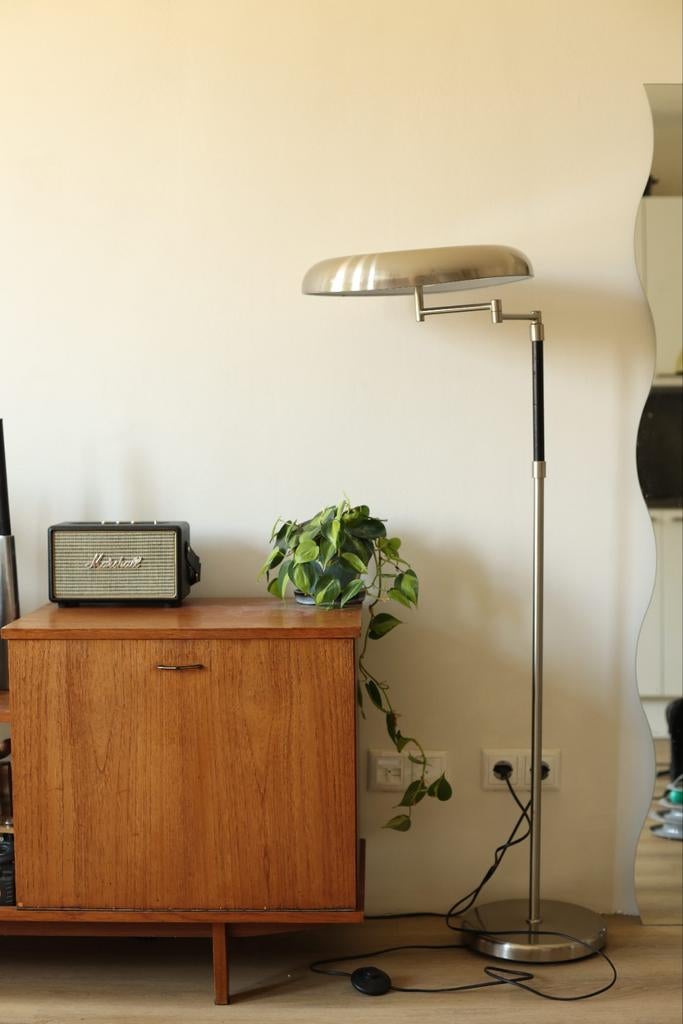 IKEA Grimso Chroom Vloerlamp Vintage - Verstelbaar Design, Vintage, Modern, Retro, Gebruikt, 100 tot 150 cm, Ophalen of Verzenden