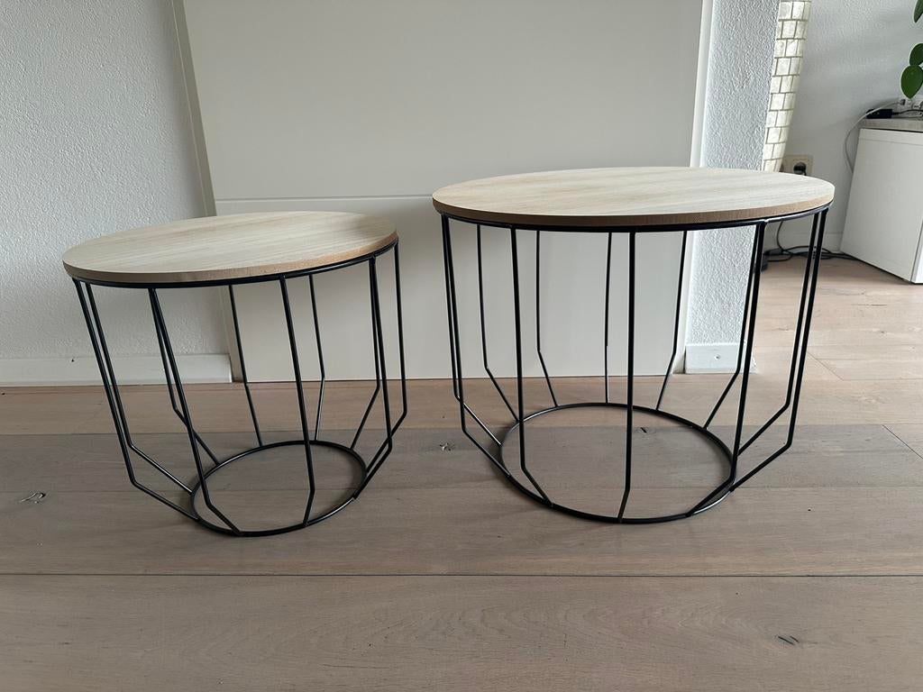 Set nieuwe bijzettafels, Huis en Inrichting, Tafels | Bijzettafels, Ophalen, Minder dan 45 cm, Minder dan 55 cm, Rond
