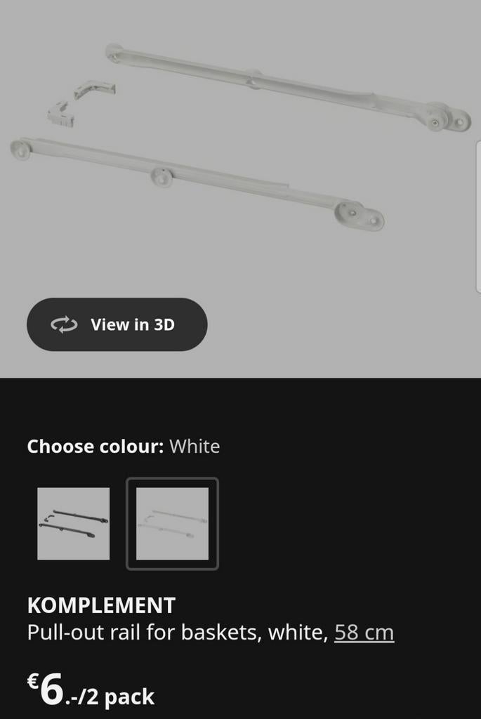 Ikea pax komplement rails voor draadmanden van 58 cm diep, Huis en Inrichting, Kasten | Kledingkasten, Nieuw, Minder dan 100 cm