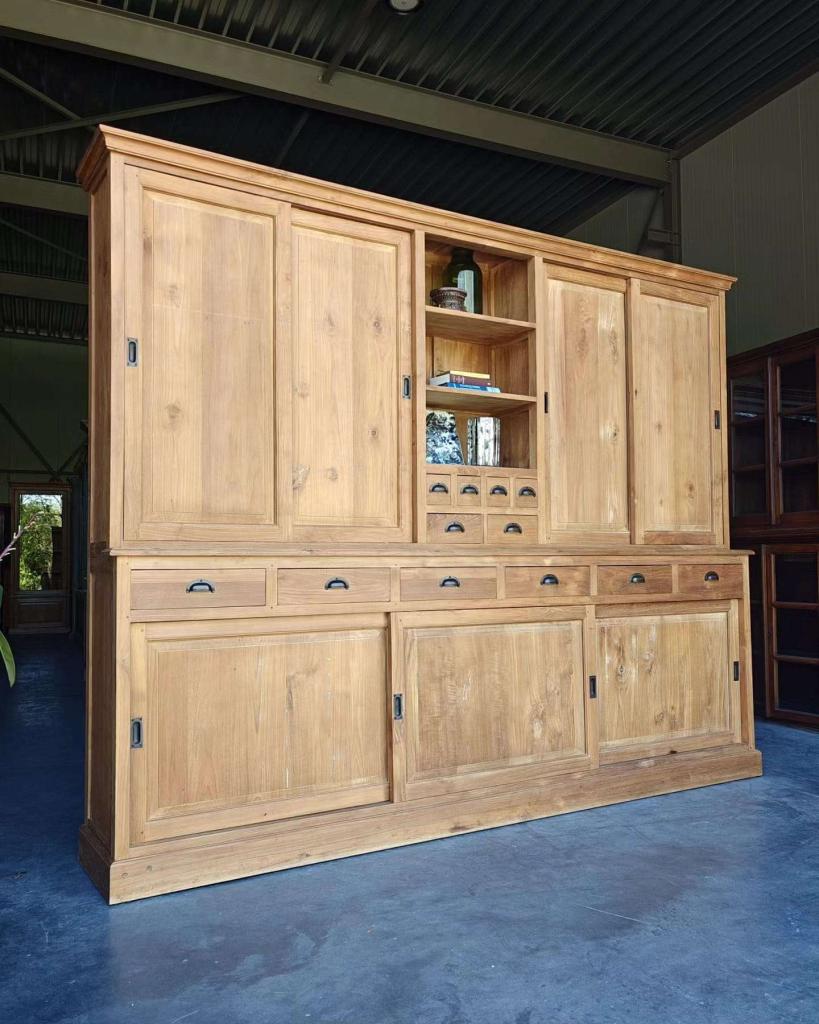 Geweldige grote teakhouten wandkast | Buffetkast teak #8623, Niet ingevuld, 250 tot 300 cm, 200 cm of meer, Niet ingevuld