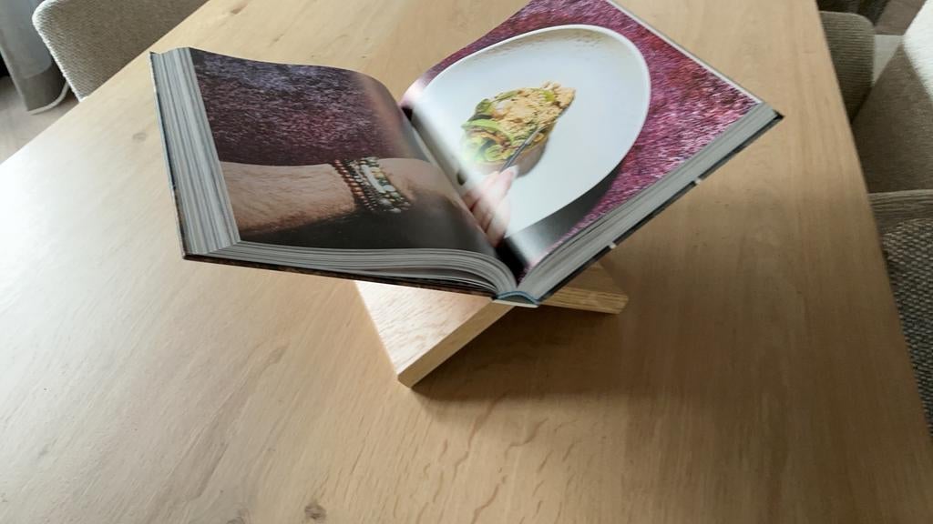 Massief eikenhouten kookboekstandaard, Ophalen of Verzenden, Zo goed als nieuw