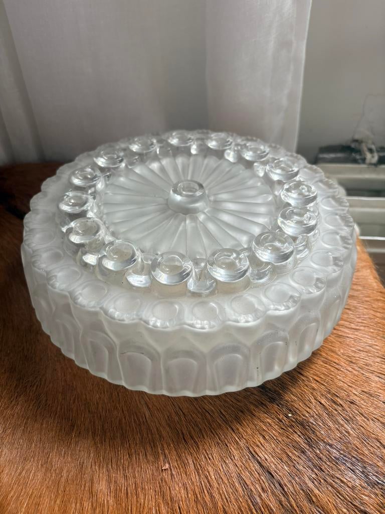 Nieuw Vintage Mid Century heldere mat glazen plafondlamp,, Huis en Inrichting, Ophalen of Verzenden, Zo goed als nieuw