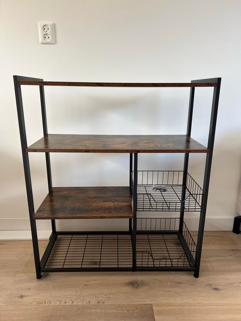 Stalen kast met houten planken, Ophalen, Zo goed als nieuw