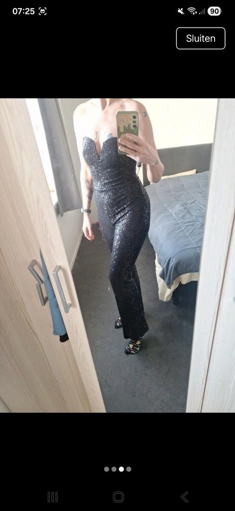 Glitter jumpsuit maat M, Kleding | Dames, Jumpsuits, Ophalen of Verzenden, Zo goed als nieuw, Maat 38/40 (M)