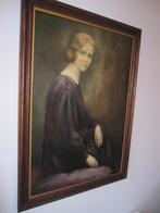 Schilderij Ignace Kennis, dame in aubergine grijs/groentint, Antiek en Kunst, Ophalen