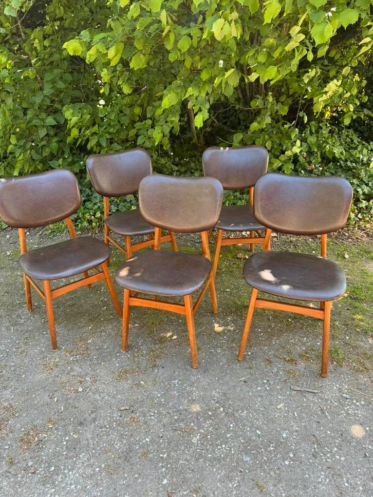 5 eetkamerstoelen (vintage/scandinavisch/jaren60), Huis en Inrichting, Stoelen, Zo goed als nieuw, Vijf, Zes of meer stoelen, Overige materialen