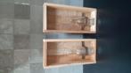 Decoratie hout met glas 2 stuks, Ophalen, Zo goed als nieuw