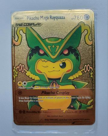 Pikachu Mega Rayquaza Pokemon metal card gold Pokémon  beschikbaar voor biedingen
