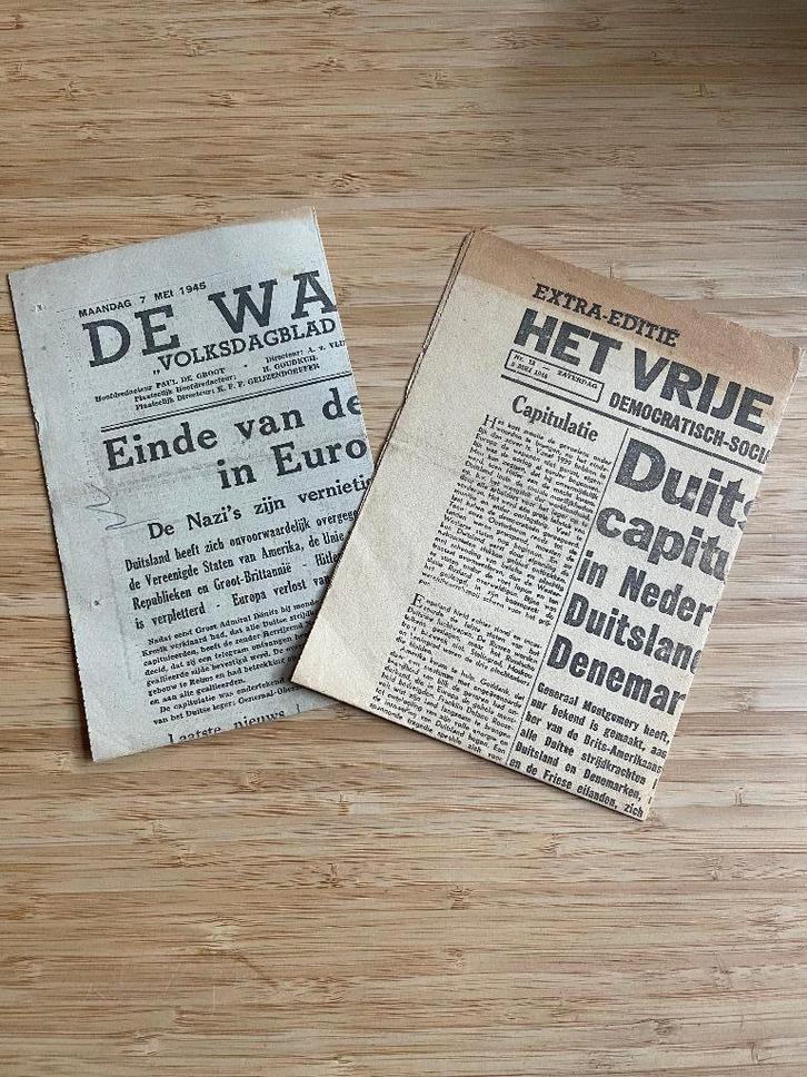 2 bevrijdingskranten Het vrije Vol en De Waarheid, Boeken, Oorlog en Militair, Gelezen, Overige onderwerpen, Tweede Wereldoorlog