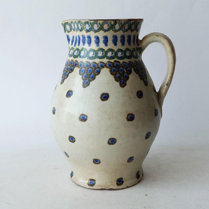 Antieke Poolse Bunzlau brocante aardewerk pitcher., Antiek en Kunst, Curiosa en Brocante, Verzenden