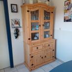 Houten buffetkast met glazen deuren, Ophalen, Gebruikt, 100 tot 150 cm, Glas