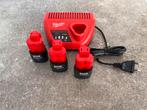 Milwaukee C12 C lader + 3 x accu voor M12 gereedschap, Ophalen of Verzenden, Nieuw