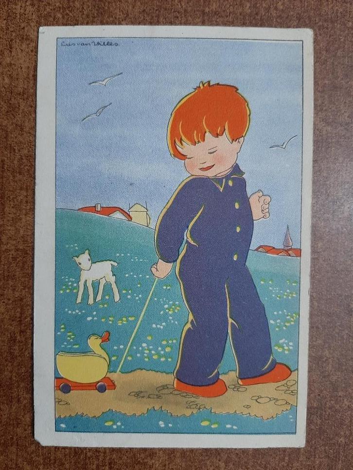 reclame J Bijloos Den haag, speelgoed eendje Lies van Willes, Verzamelen, Ansichtkaarten | Themakaarten, Ongelopen, 1920 tot 1940