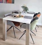 Hoogglans witte eetkamertafel | Goossens | In goede staat, Ophalen, Gebruikt, 50 tot 100 cm, Metaal