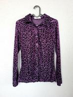 By Swan velvet velours mesh panterprint blouse maat S, Verzenden, Paars, Nieuw, Maat 36 (S)