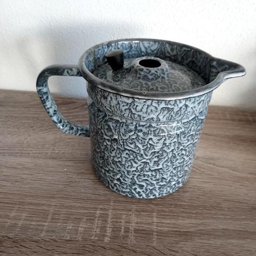 Emaille melkkoker grijs gewolkt, Antiek en Kunst, Antiek | Emaille, Ophalen of Verzenden