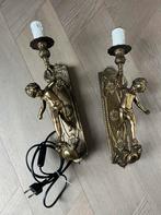 Franse engelenwandlampen met cherubijnen, jaren 20, set van, Huis en Inrichting, Lampen | Wandlampen, Ophalen of Verzenden, Gebruikt