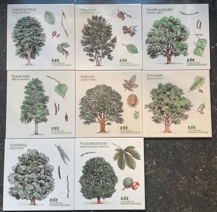 Vintage Royal Goedewaagen Tegels - Boomsoorten, Antiek en Kunst, Antiek | Wandborden en Tegels, Ophalen of Verzenden