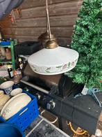 Antieke Plafondlamp met Bloemmotief, Huis en Inrichting, Ophalen of Verzenden, Gebruikt, Glas, Minder dan 50 cm