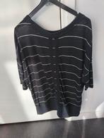Zwarte top met witte streep van 10 Days. 100% linnen., Kleding | Dames, Ophalen of Verzenden, Zo goed als nieuw, Zwart, Zonder mouw