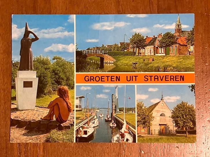 Boten in de sluis van Stavoren - Groeten uit Staveren, Verzamelen, Scheepvaart, Gebruikt, Kaart, Foto of Prent, Motorboot of Zeilboot
