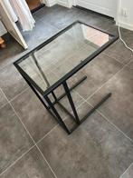 Bijzettafel zwart met glas, Huis en Inrichting, Tafels | Salontafels, Ophalen, Rond, 50 tot 100 cm, Minder dan 50 cm