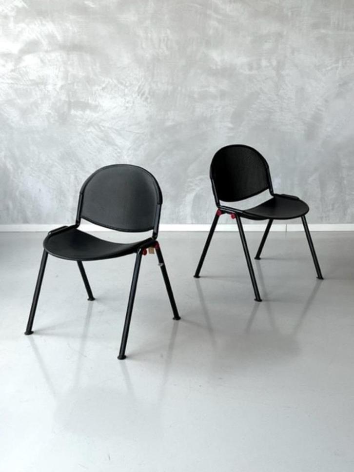 Modulamm eetkamerstoelen Lucci & Orlandini vintage prijs p/s, Huis en Inrichting, Stoelen, Gebruikt, Twee, Metaal, Zwart, Ophalen of Verzenden