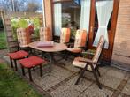 Tuinset met 5 stoelen en 2 krukjes, Ophalen, Gebruikt, 6 zitplaatsen, Eettafel