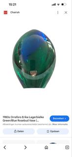 Vaas - Groen/Blauw Glas, Overige kleuren, Ophalen of Verzenden, Minder dan 50 cm, Glas