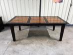 Grote koloniale eettafel gemaakt van acaciahout 220 x 110., Ophalen, Gebruikt, 100 tot 150 cm, 200 cm of meer
