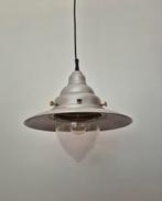 Stalen visserslamp 37cm  G van de Heg, Huis en Inrichting, Lampen | Hanglampen, Ophalen of Verzenden, Zo goed als nieuw, Glas