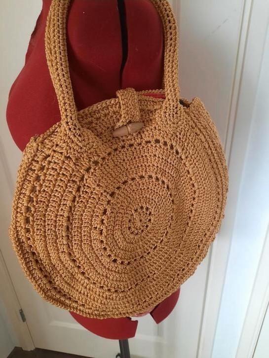 Ronde gehaakte tas, Sieraden, Tassen en Uiterlijk, Tassen | Damestassen, Nieuw, Handtas, Geel, Ophalen of Verzenden